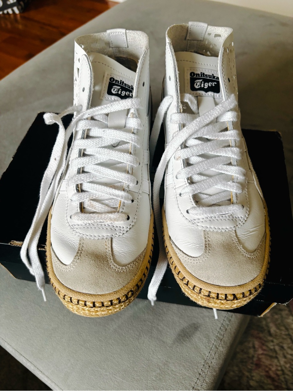 Onitsuka Tiger by Asics White and Tan High-Top Sneakers